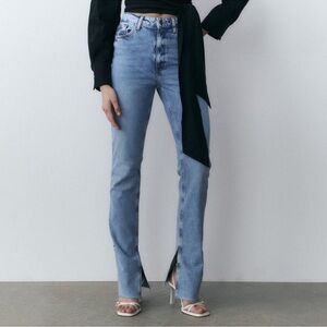 NWOT - Zara Split Hem High Rise Jeans